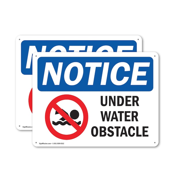 Signmission Under Water Obstacle, 10 in W x Rectangle, Plastic OS-2PACK-NS-P-710-L-18760 - main